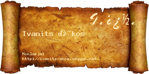 Ivanits Ákos névjegykártya